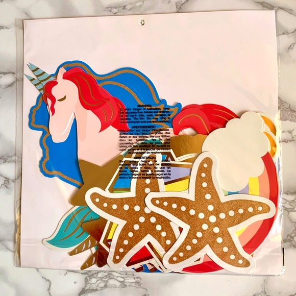 Mermaid and Unicorn Themed Die Cut Shapes -20 pc (NEW) - Picture 3 of 5